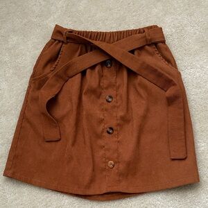 Brown Button-Front Teen Skirt